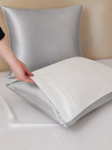[GrisClair+Blanc] SilkSilky-FR Parure de Lit Soie 005