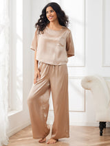 [Champagne] SilkSilky-FR Half Sleeve Round Neck Femme Pyjamas 006