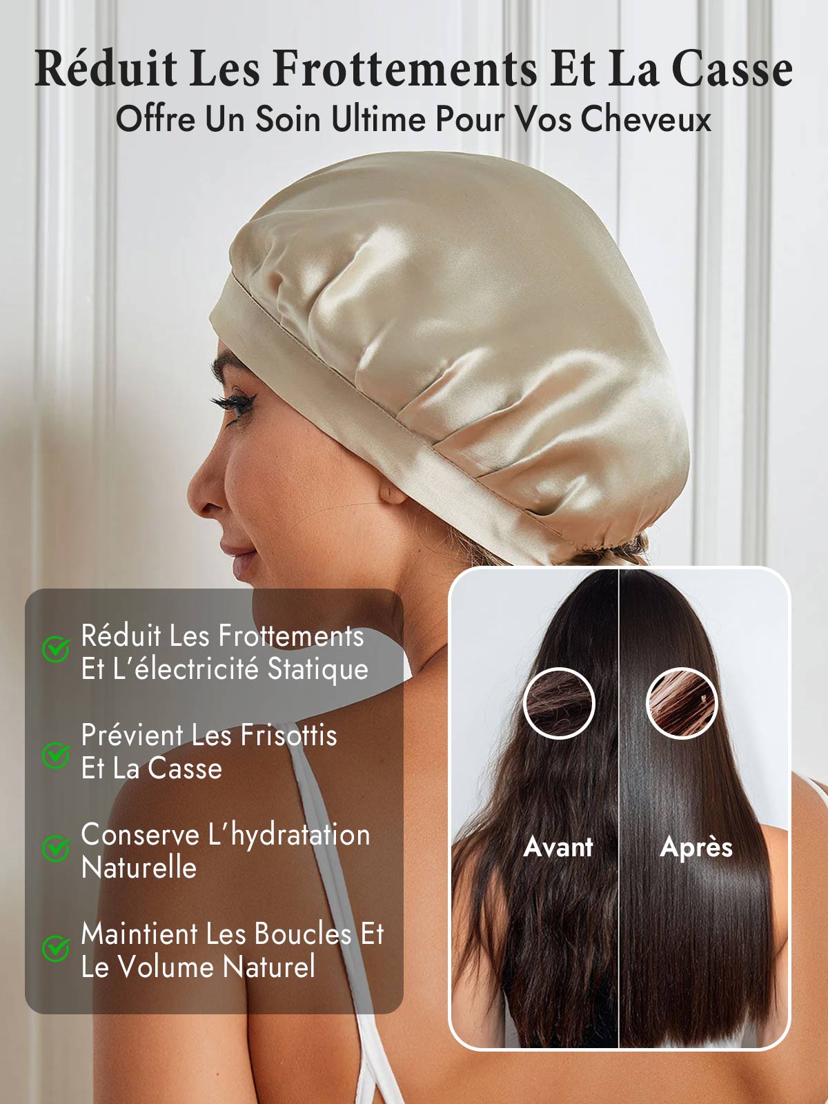 [Beige] SilkSilky-FR Bonnets de Nuit 004