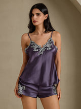 [Gris Pourpre] SilkSilky-FR Sleeveless V Neck Ensemble Camisole 001