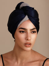 [Bleu Foncé] SilkSilky-FR Turban Cheveux 004