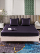 [Violet Foncé] SilkSilky-FR Parure de Lit Soie 001