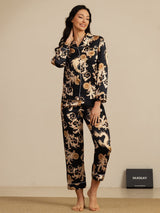 [Dragon Noir] SilkSilky-FR Long Sleeve Lapel Collar Femme Pyjamas 008