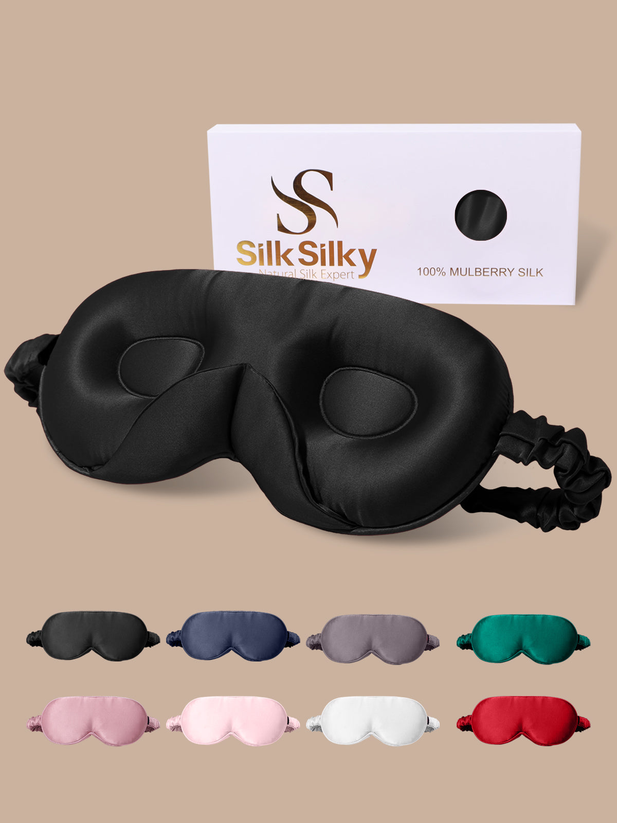 [Noir] SilkSilky-FR Soie Eye Mask 001