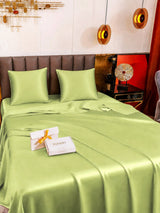 [Vert Menthe] SilkSilky-FR Parure de Lit Soie 005