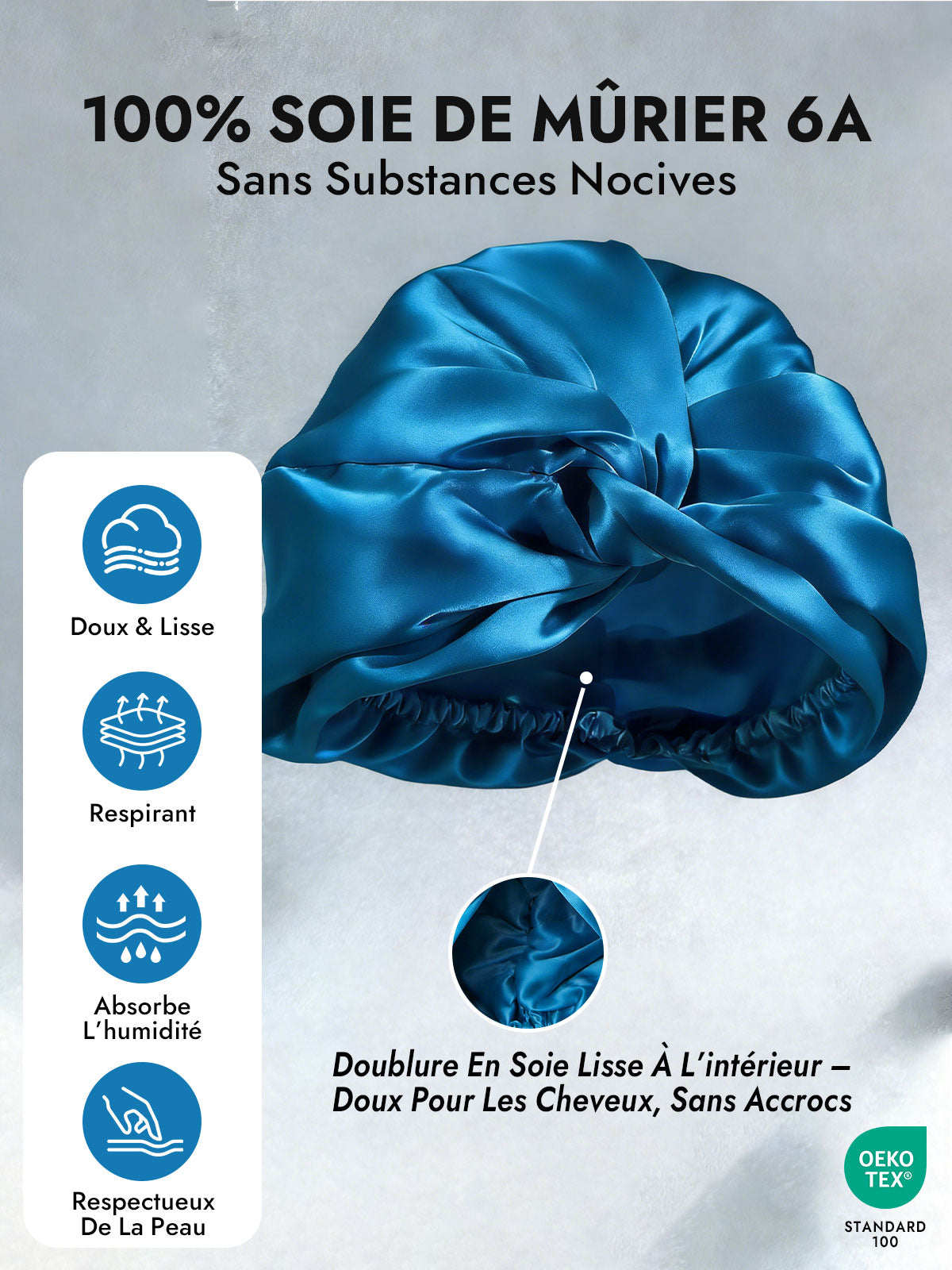 [Bleu Royal] SilkSilky-FR Bonnets de Nuit 003