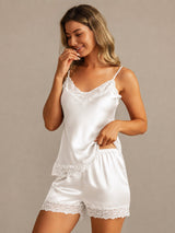 [Blanc] SilkSilky-FR Sleeveless V Neck Ensemble Camisole 003