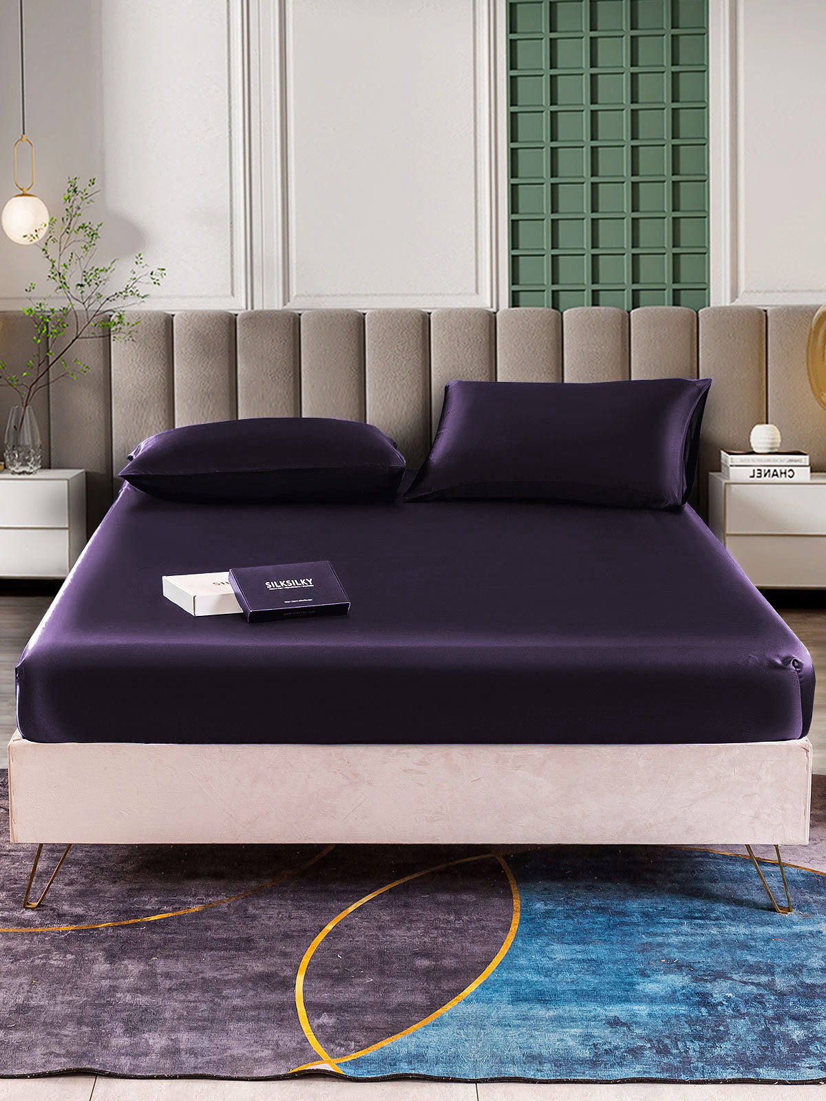 [Violet Foncé] SilkSilky-FR 22Momme Pure Soie Bedding Set 001,