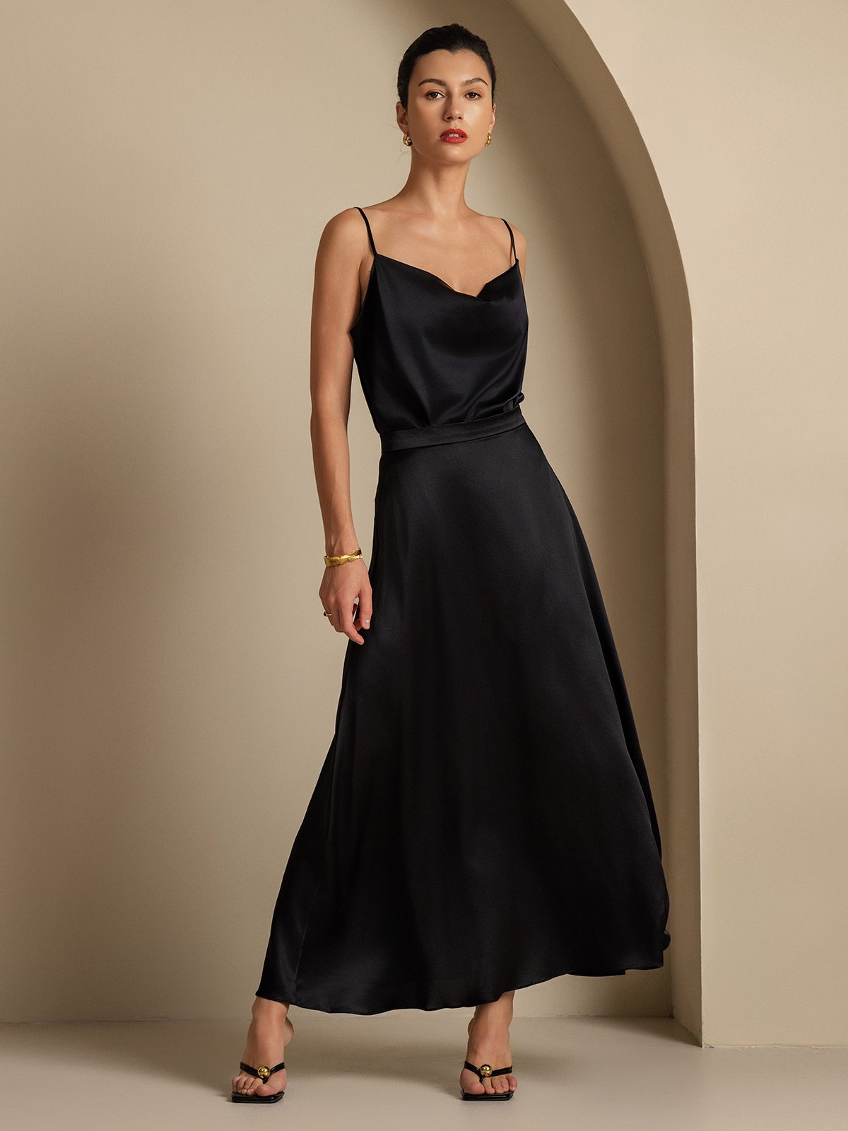 [Noir] SilkSilky-FR 19Momme Soie Skirt 004,