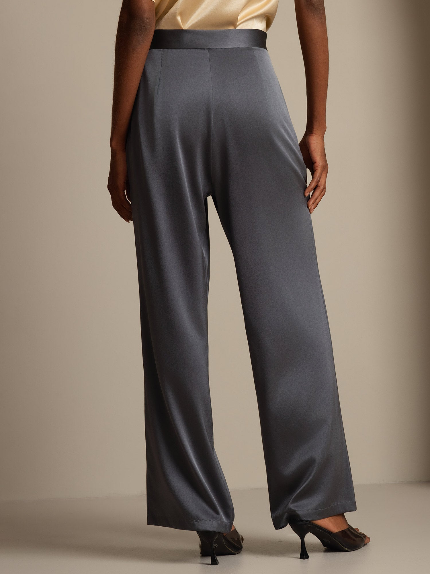 [Gris Foncé] SilkSilky-FR 19Momme Soie Womens Pants 002,