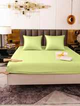 [Vert Menthe] SilkSilky-FR Parure de Lit Soie 006