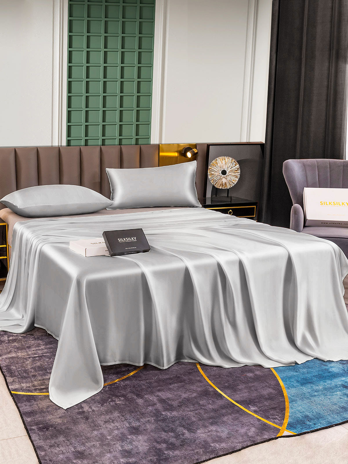 [Argent] SilkSilky-FR 25Momme Pure Soie Bedding Set 001