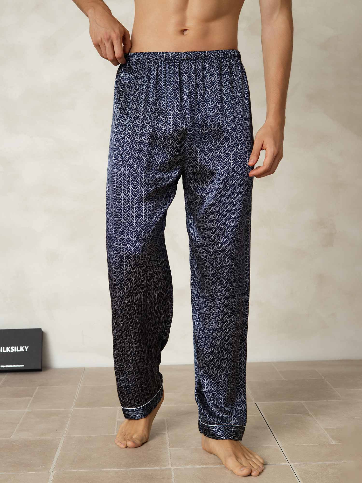 [Ginkgo Marine] SilkSilky-FR Pure Soie Mens Sleep Bottoms 001
