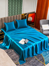 [Bleu Royal] SilkSilky-FR Parure de Lit Soie 003