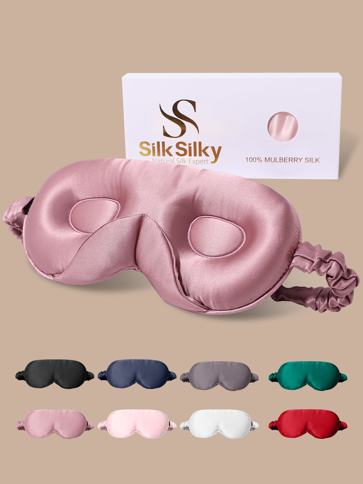 [Mauve Pâle] SilkSilky-FR Soie Eye Mask 001