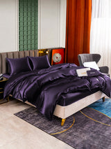 [Violet Foncé] SilkSilky-FR Parure de Lit Soie 005