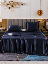 [Bleu Foncé] SilkSilky-FR Parure de Lit Soie 002