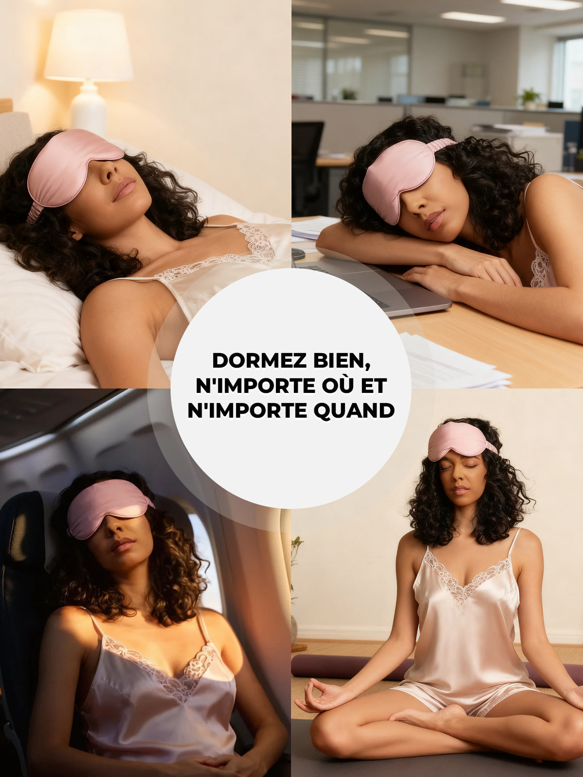 [Mauve Pâle] SilkSilky-FR Soie Eye Mask 007