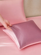 [MauvePâle+RoseClair] SilkSilky-FR Parure de Lit Soie 005