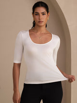 [Blanc] SilkSilky-FR Half Sleeve Femme T-Shirt 005