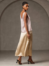 [Gris Ombre] SilkSilky-FR Sleeveless V Neck Top À Fines Brides 003