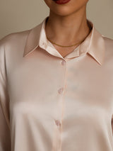 [Rose Clair] SilkSilky-FR Long Sleeve Lapel Collar Femme Chemise 004