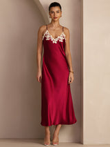 [Rouge Vineux] SilkSilky-FR Sleeveless V Neck Robes 006