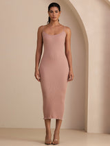 [Rose] SilkSilky-FR Spaghetti Strap Square Neck Robes 006
