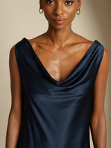 [Bleu Foncé] SilkSilky-FR Sleeveless Cowl Neck Robes 003