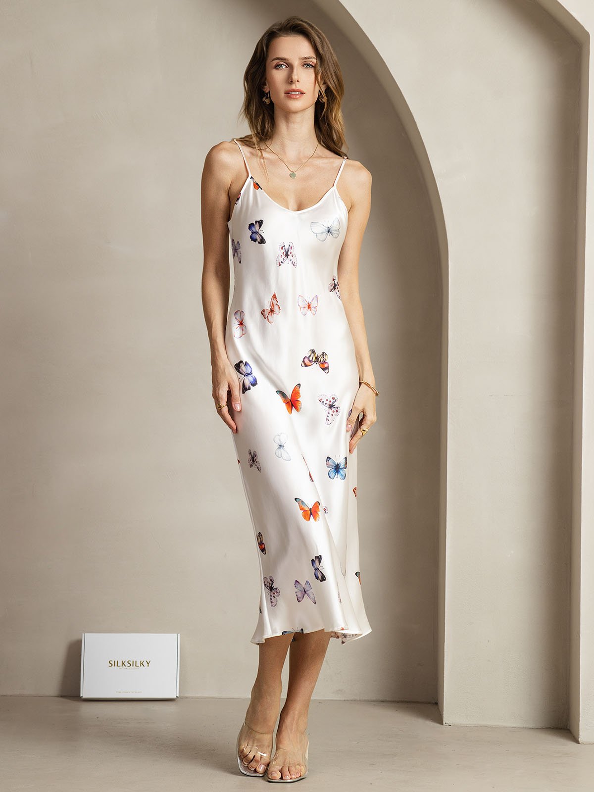 [PapillonBlanc] SilkSilky-FR 19Momme Soie Dress 003