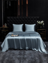 [Bleu Grisâtre] SilkSilky-FR Parure de Lit Soie 001