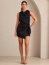 [Noir] SilkSilky-FR Sleeveless Cowl Neck Robes 001
