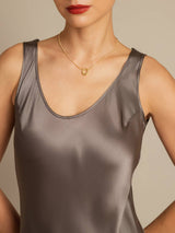 [Kaki Foncé] SilkSilky-FR Sleeveless Robes 004
