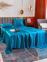 [Bleu Royal] SilkSilky-FR Parure de Lit Soie 002