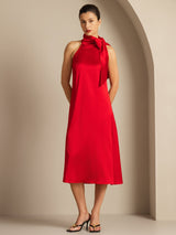 [Rouge] SilkSilky-FR Sleeveless Tie Neck Robes 001