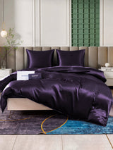 [Violet Foncé] SilkSilky-FR Parure de Lit Soie 001