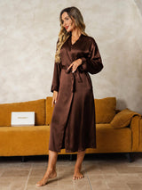 [Brun] SilkSilky-FR Long Sleeve Femme Peignoir 004