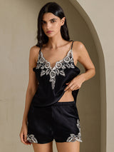 [Noir] SilkSilky-FR Sleeveless V Neck Ensemble Camisole 003