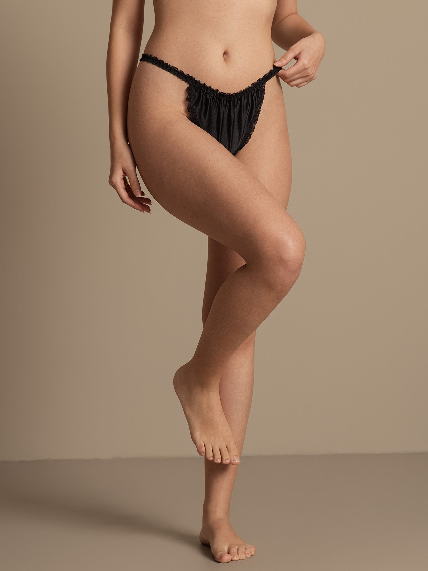 [Noir] SilkSilky-FR Soie Panty 004,