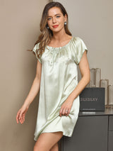 [Vert Menthe] SilkSilky-FR Cap Sleeve Square Neck Chemises de nuit 003
