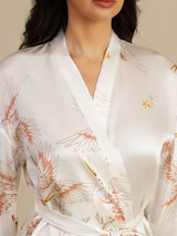 [Blanc] SilkSilky-FR 3/4 Sleeve Femme Peignoir 004