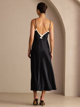 [Noir] SilkSilky-FR Sleeveless V Neck Robes 002