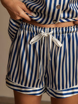 [Bleu Foncé] SilkSilky-FR Pure Soie Womens Pajamas 006,