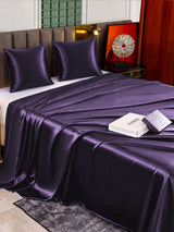 [Violet Foncé] SilkSilky-FR Parure de Lit Soie 002