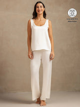 [Blanc] SilkSilky-FR 19Momme Sans manches Encolure Dégagée Femme Pyjamas 001