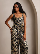[Leopard] SilkSilky-FR Pure Soie Col Bateau Ensemble Camisole 003,