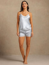 [Bleu Grisâtre] SilkSilky-FR Sleeveless V Neck Ensemble Camisole 006