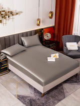 19Momme 3 pièces soie 1x drap housse+2x taies d‘oreiller