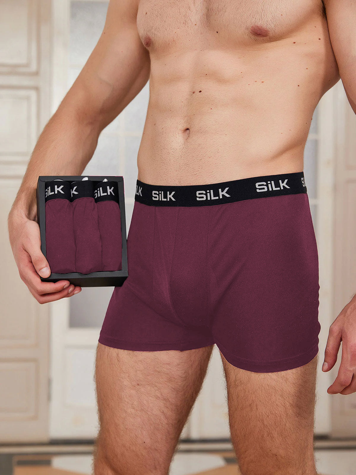 Lot de 3 Boxers Homme Ultra Doux Confortables en Soie Pure