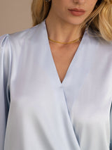 [Bleu Clair] SilkSilky-FR Long Sleeve Blouse 005